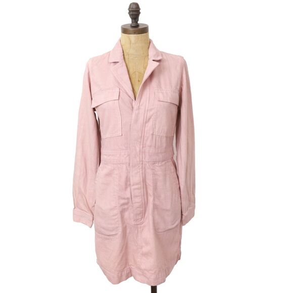 MADEWELL x MN Dye Studio Denim Patch-Pocket Mini Button Dress S Shaded Pink B7 - Picture 2 of 8